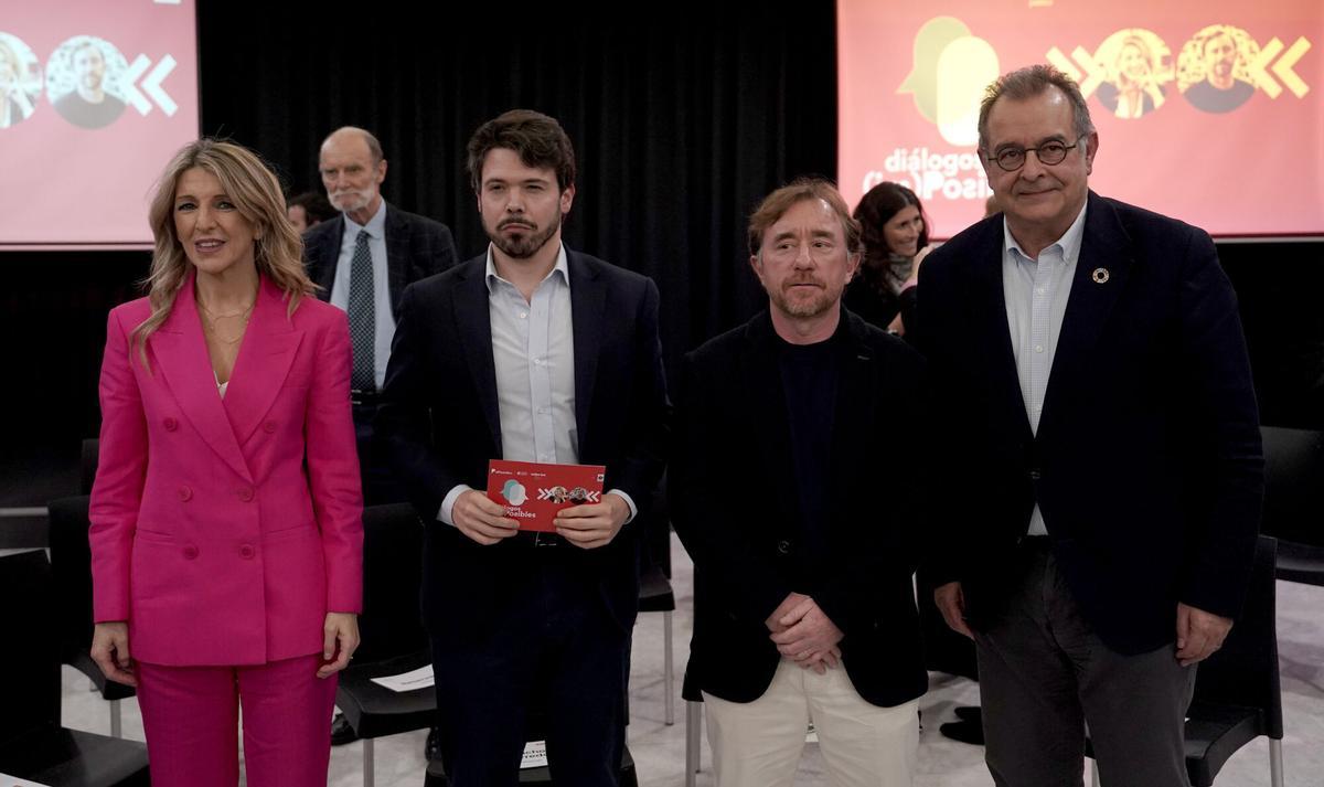 Madrid. 18.02.2026. Diálogos (im)posibles. Yolanda Díaz y Sacha Michaud, Glovo. El Periódico y beBartlet