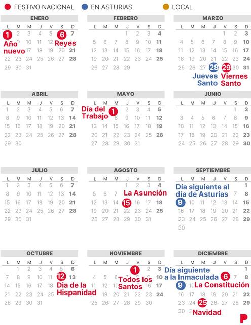 Calendario Laboral Asturias 2024