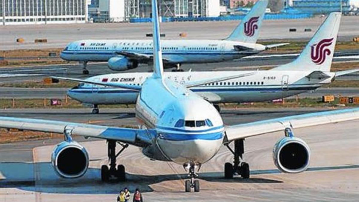 Aeropuerto 8Varios aviones de Air China.