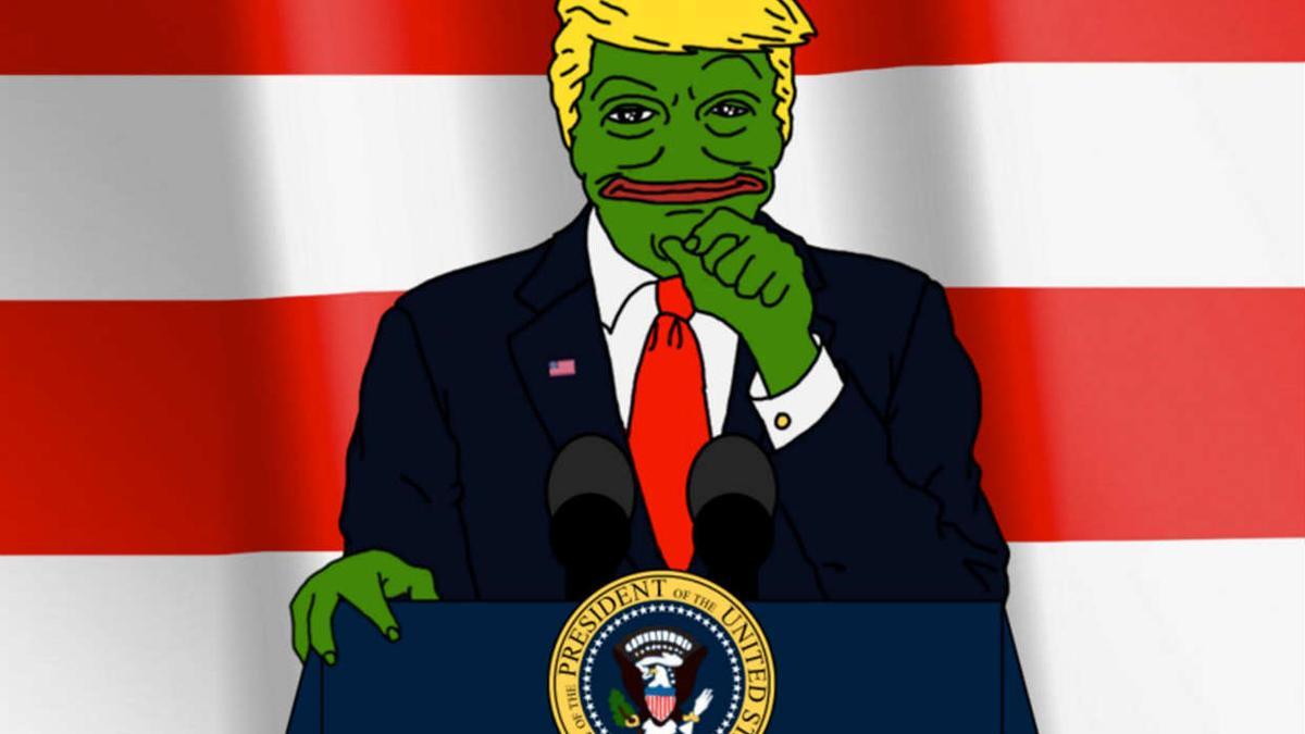 Caricaturización de Trump como la rana Pepe, un meme ultra compartido en 2015 por el presidente