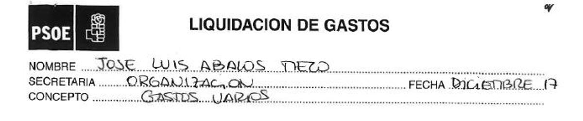 Pantallazo del informe del PSOE