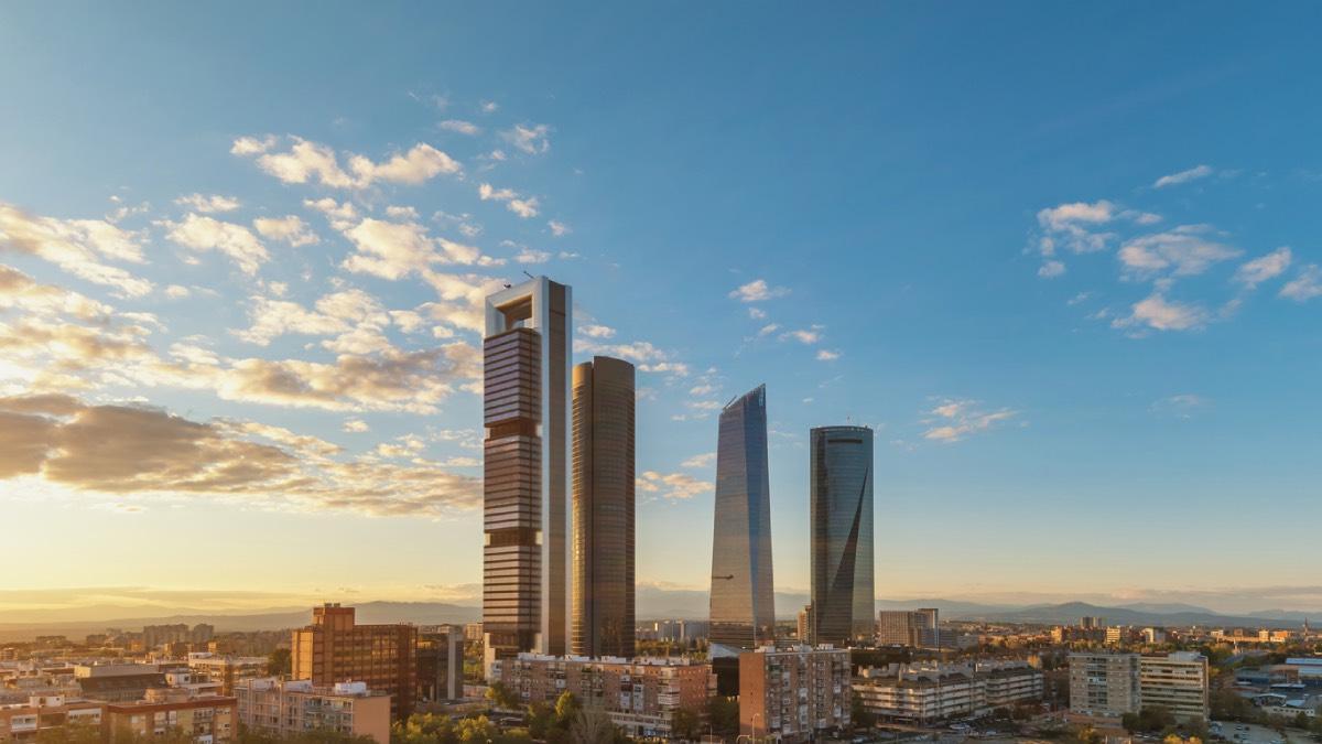 Las cuatro torres del distrito financiero de Madrid