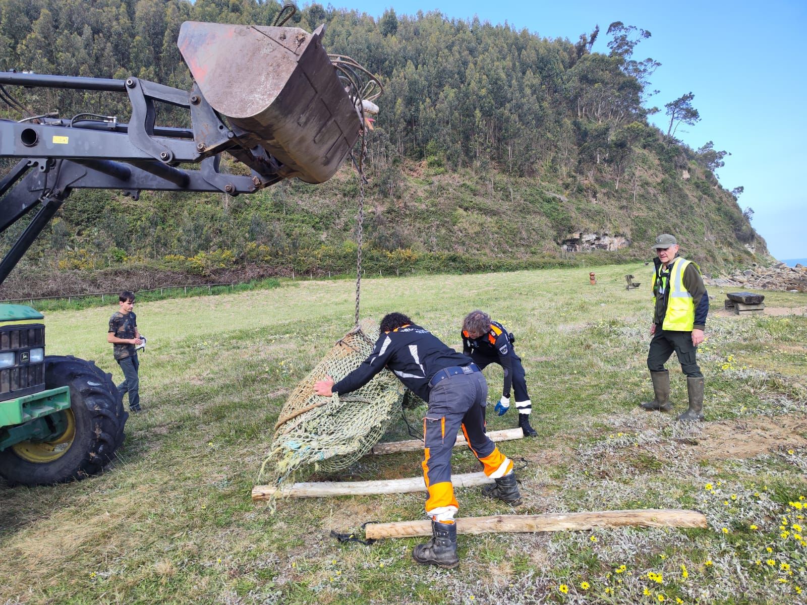 Extraordinario hallazgo en Villaviciosa: recuperan dos bloques con galerías de invertebrados del jurásico