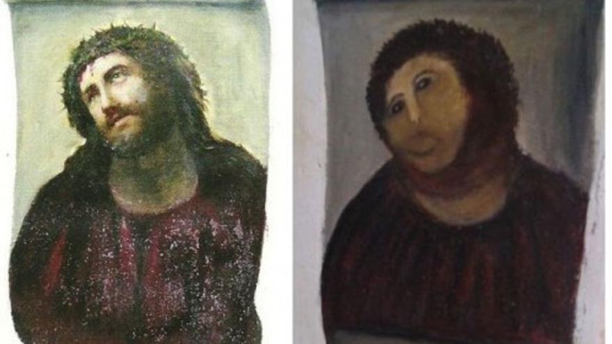 Intervención desastrosa en una pintura del Ecce Homo