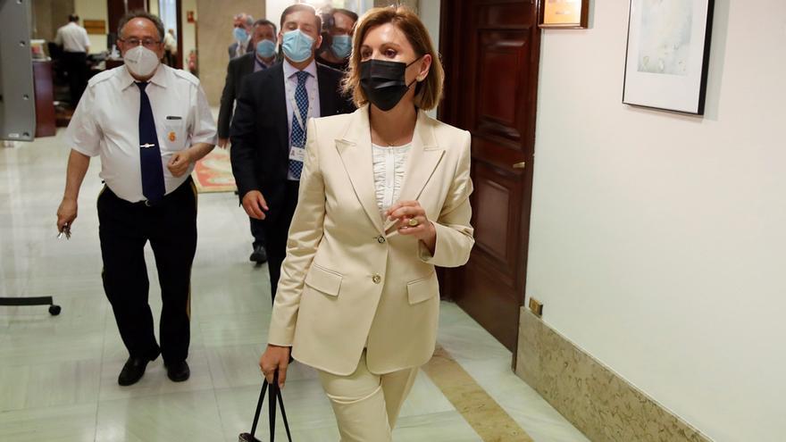 María Dolores de Cospedal, a su llegada al Congreso.