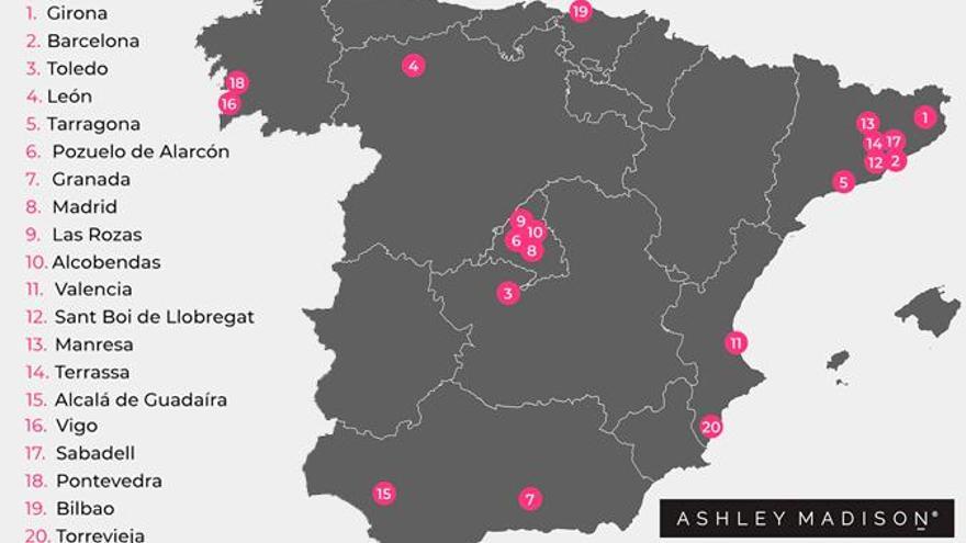 Top 20 de las ciudades mas infieles de España durante la cuarentena.