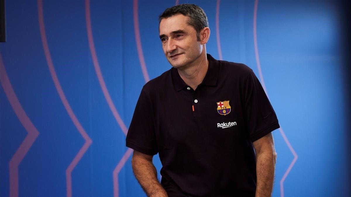 Valverde, antes de la rueda de prensa de este viernes.