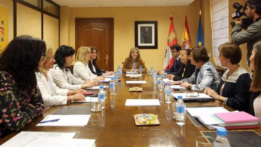 La delegada del Gobierno en Castilla y León, María José Salgueiro, al fondo, preside la reunión.