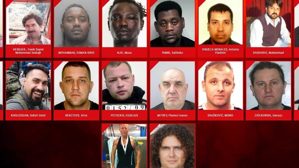 Algunos de los violadores más buscados por Europol.