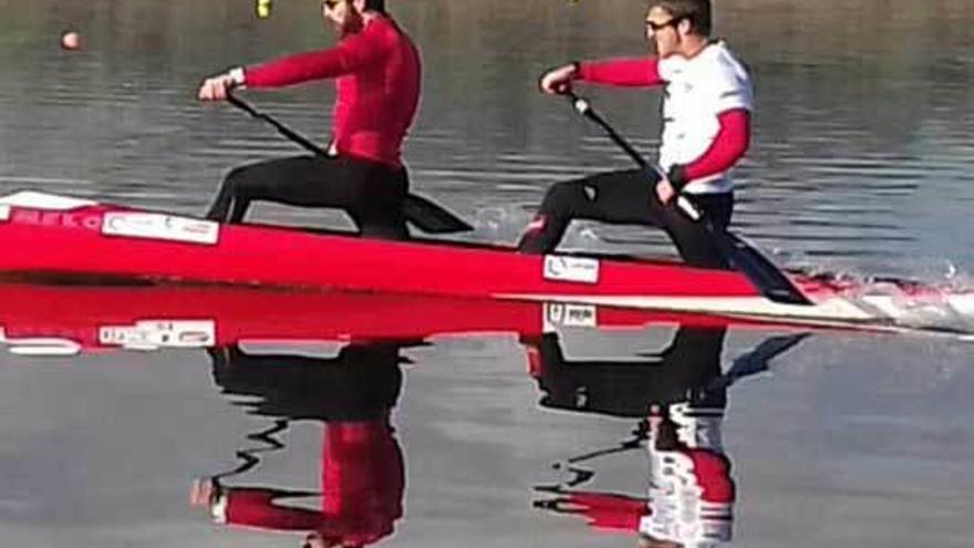 David Fernández y Sete Benavides, en un entrenamiento.