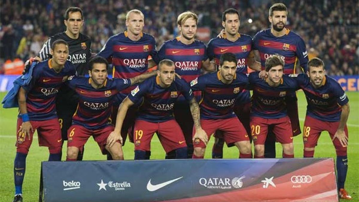 El once inicial del FC Barcelona contra el Rayo Vallecano en la Liga BBVA 2015/16