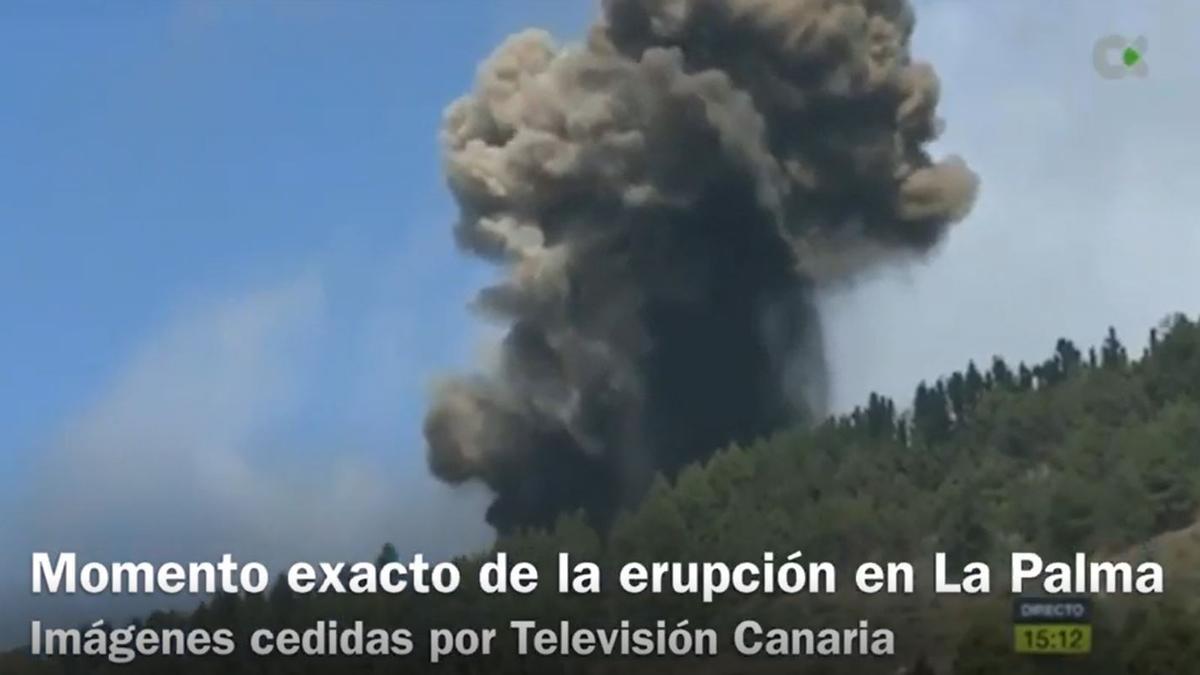 Este es el momento exacto en el que el volcán de La Palma entra en erupción