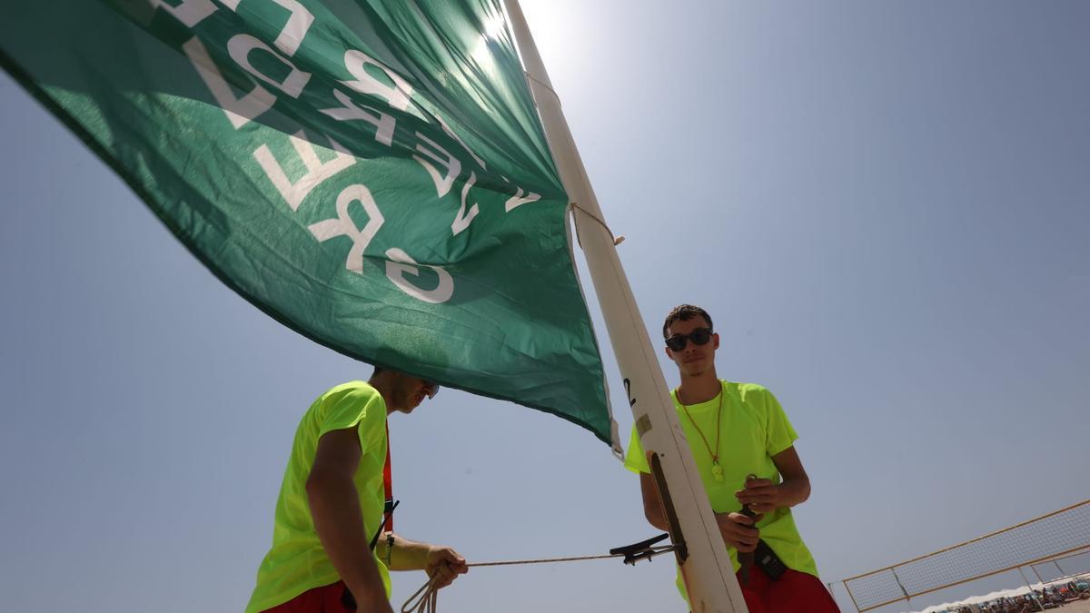 Banderas verdes con socorristas en El Campello