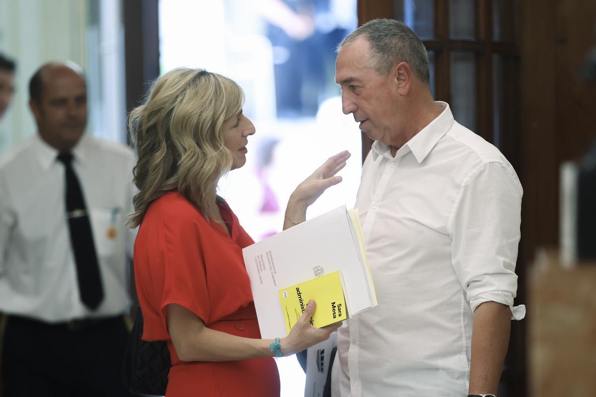 Yolanda Díaz y Joan Baldoví, en el Congreso en una imagen de archivo.