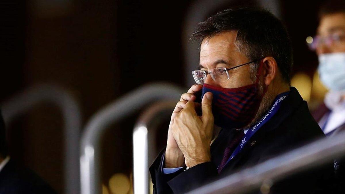 Bartomeu, en el Palco del Palau Blaugrana