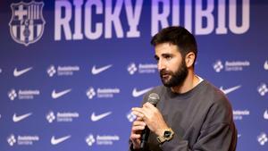 Ricky Rubio, durante la rueda de prensa