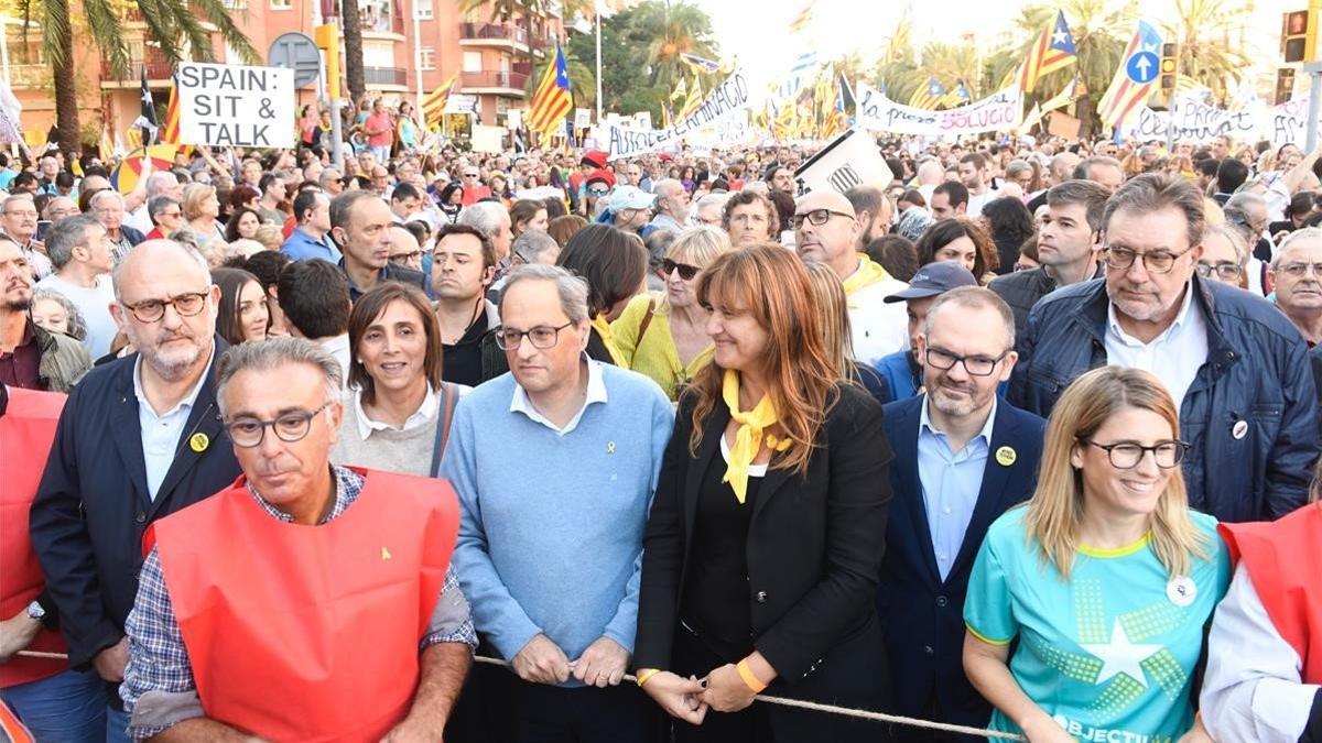 El President de la Generalitat Joaquím Torra assiste a la manifestación