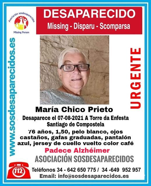 María Prieto Chico desapareció el sábado por la noche.