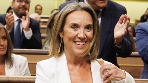 La secretaria general del PP, Cuca Gamarra, este jueves en el Congreso.