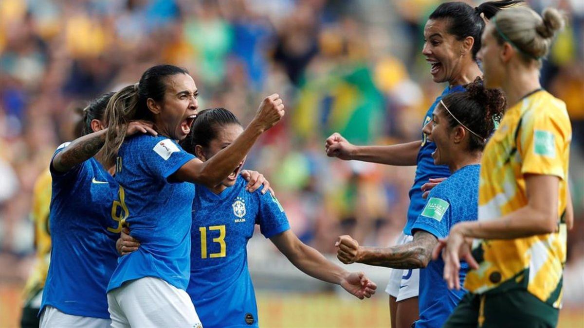 Las jugadoras de Brasil en el Mundial de Francia 2018.