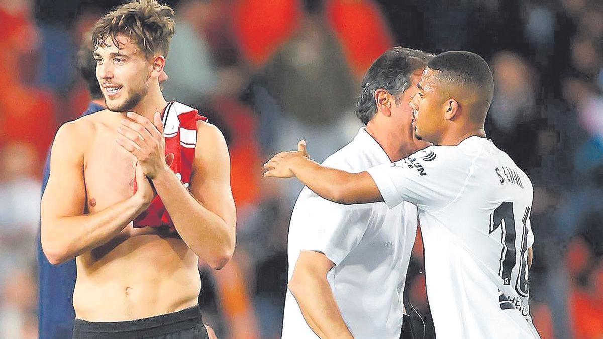 Nico celebrando la victoria ante el CA Osasuna