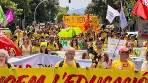 Protesta de profesores entre Granollers y La Roca del Vallès.