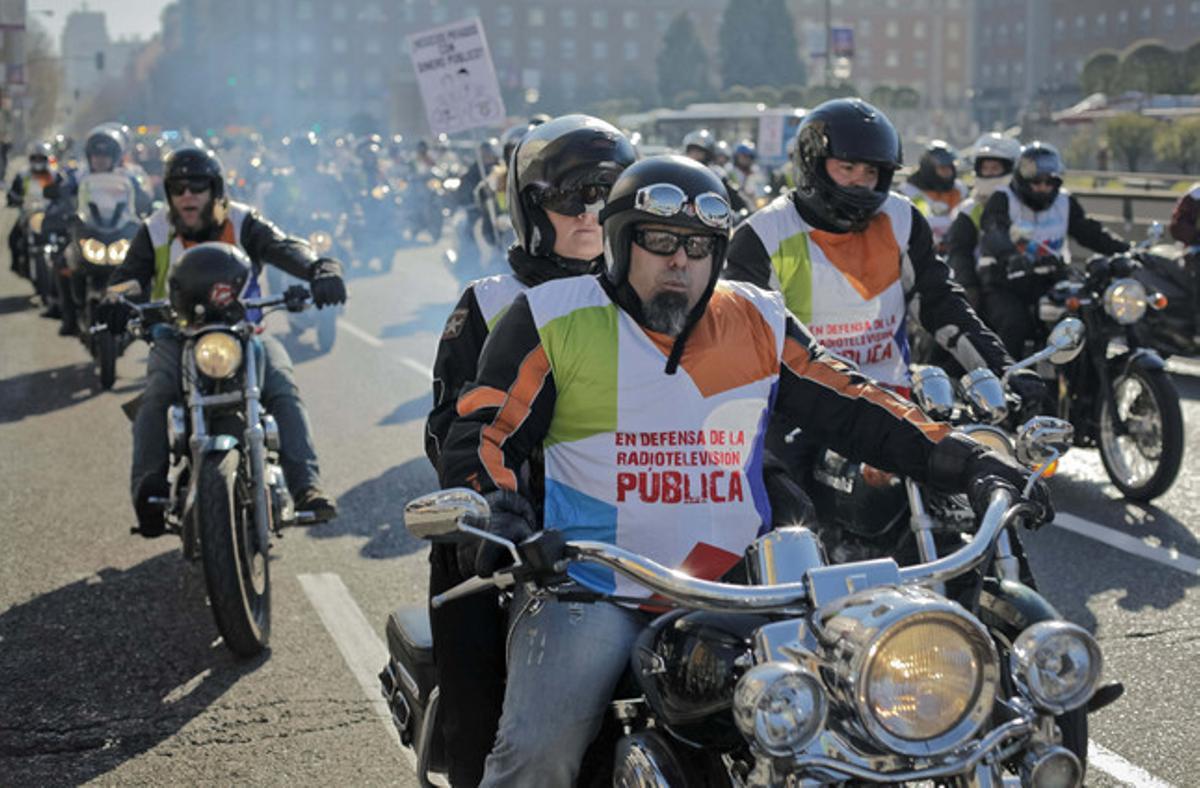 Protesta de trabajadores de Telemadrid en contra del ERE, el pasado 5 de enero en Madrid. Protesta de trabajadores de Telemadrid en contra del ERE, el pasado 5 de enero en Madrid.