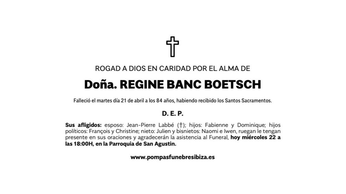 Esquela Regine Banc Boetsch