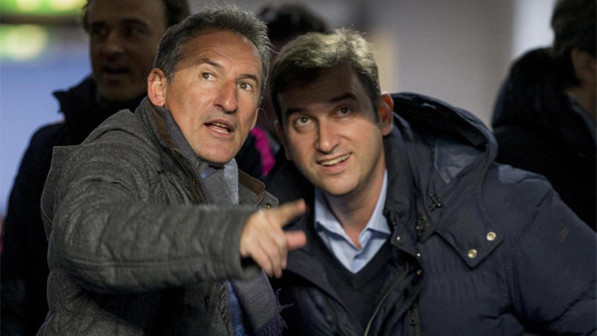 Txiki Begisristain y Ferran Soriano en el Camp Nou con motivo del Barça-Manchester City del mes de febrero de 2015