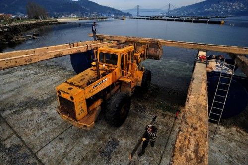 Construcción de una batea en Arousa