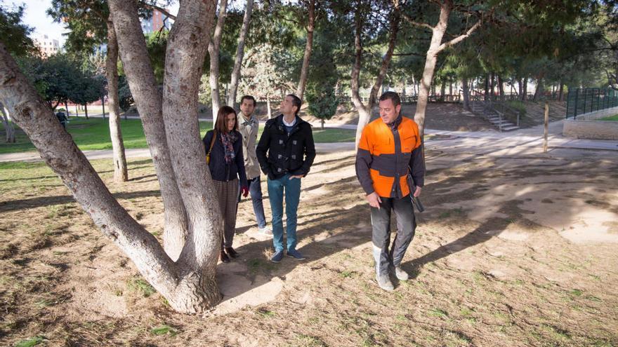 El alcalde y la concejala de Medio Ambiente, en el parque esta mañana