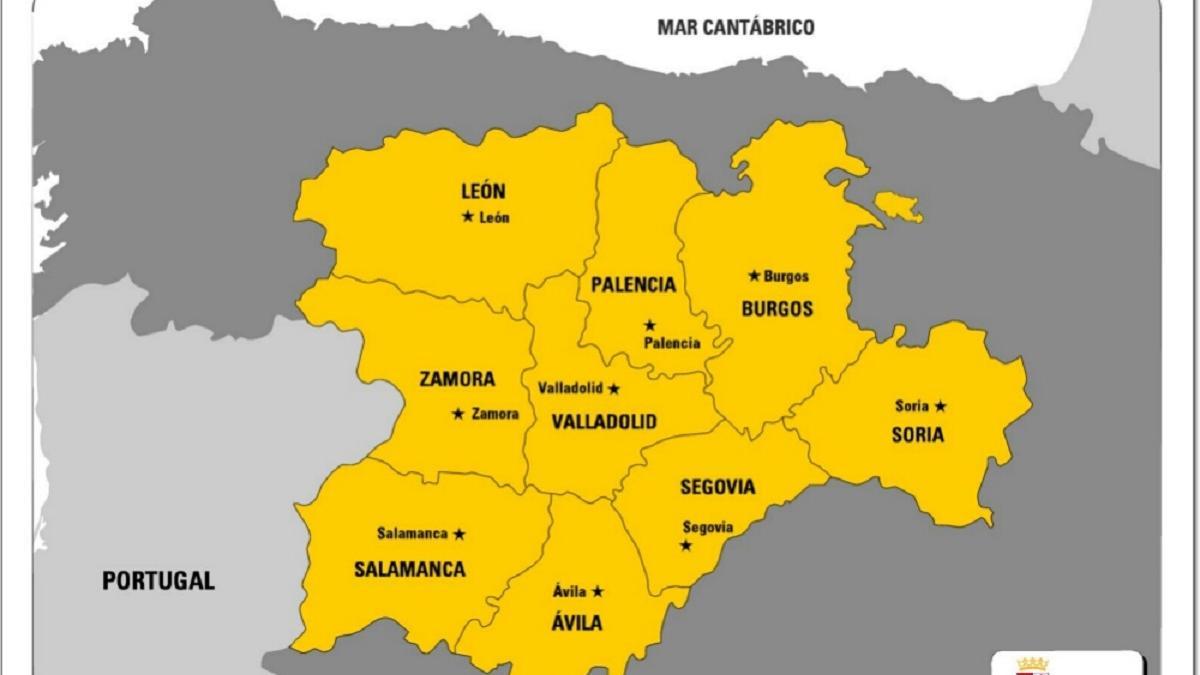 Mapa de Castilla y León.