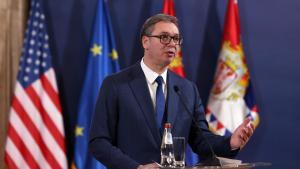 El presidente serbio, Aleksardar Vucic, durante un acto en Belgrado.