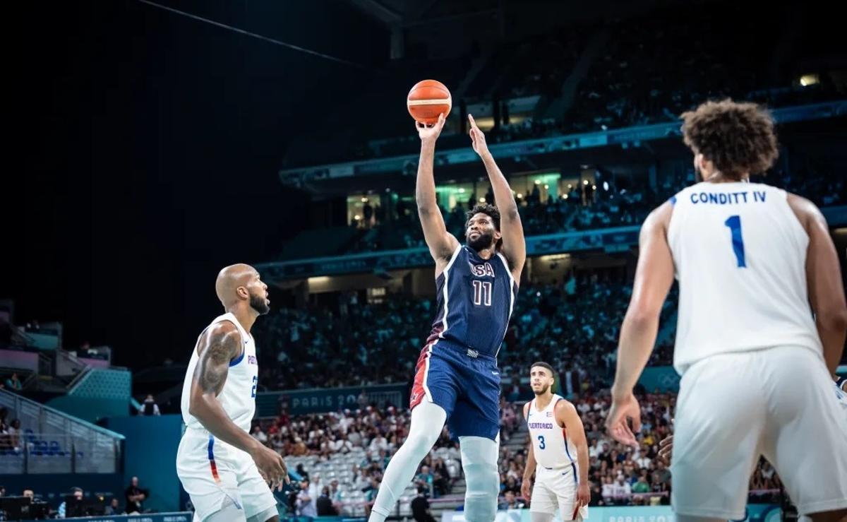 Embiid volvió a jugar ante Puerto Rico, y el público francés siguió abucheando al jugador estadounidense