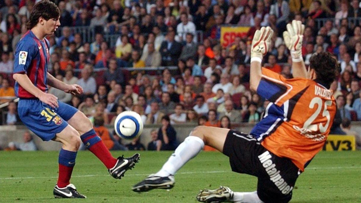 Valbuena, como portero del Albacete, fue una de las víctimas de Messi