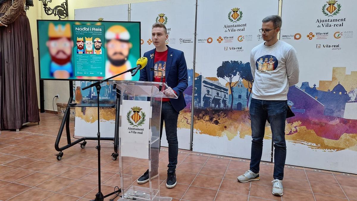 El regidor de Joventut de Vila-real, Javier López, i el president de la Joventut Antoniana, Albert Arrufat, han presentat la programació de Nadal i Reis.