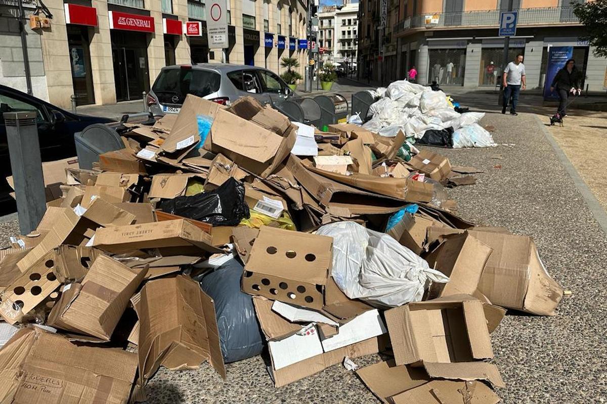 Contenidors a vessar de cartró a Figueres. | Cedida a l'ACN