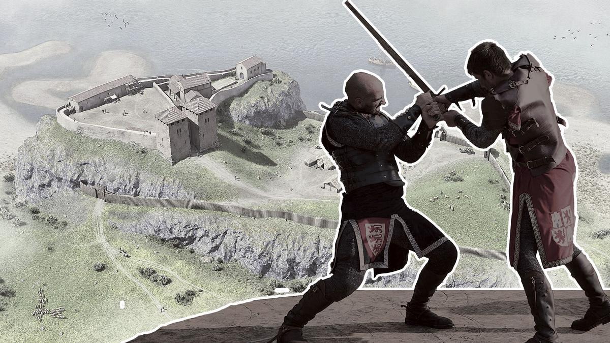 Recreación de una batalla entre dos caballeros asturianos.
