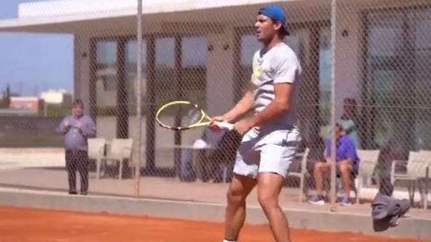 Rafael Nadal, esta maÃ±ana en la Rafa Nadal Academy.