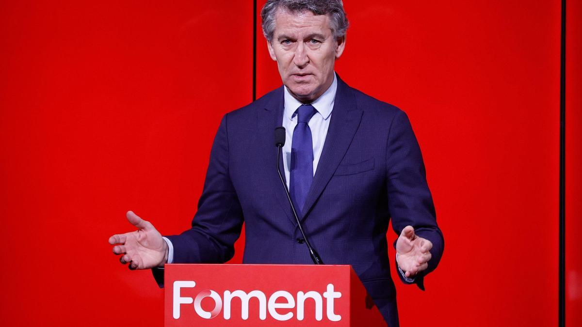 El presidente del PP Alberto Núñez Feijóo, en un acto en Barcelona el pasado mes de noviembr