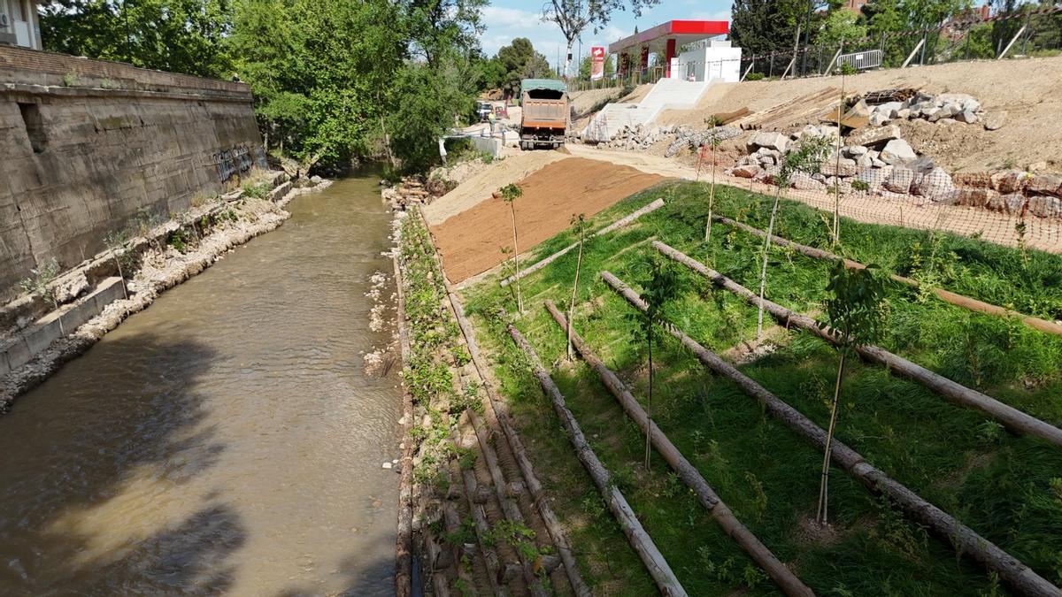 Estado de las obras del río Huerva a su paso por Zaragoza.