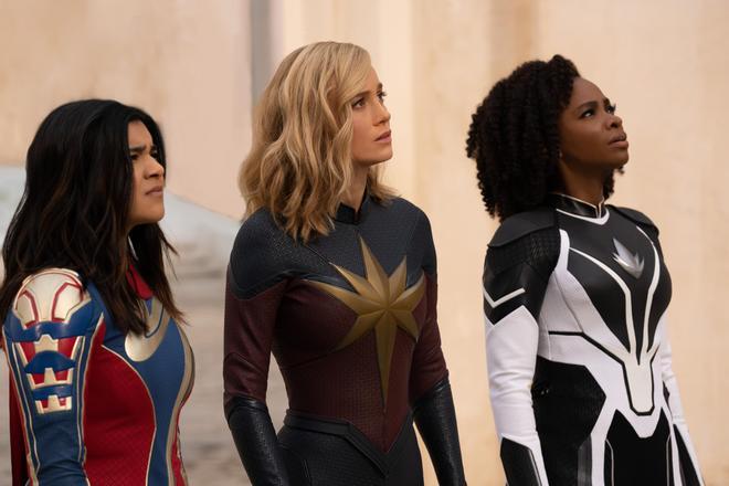 Las tres protagonistas de The Marvels: Iman Vellani, Brie Larson y Teyonah Parris