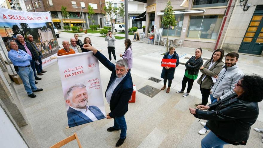 La candidatura del PSOE de Silleda, con Manuel Cuíña al frente, realizó una pegada virtual de carteles / psoe