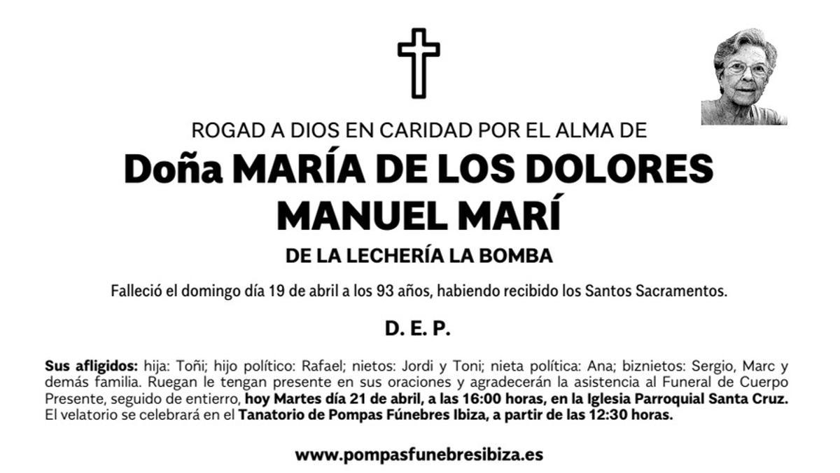Esquela María Dolores Manuel Marí