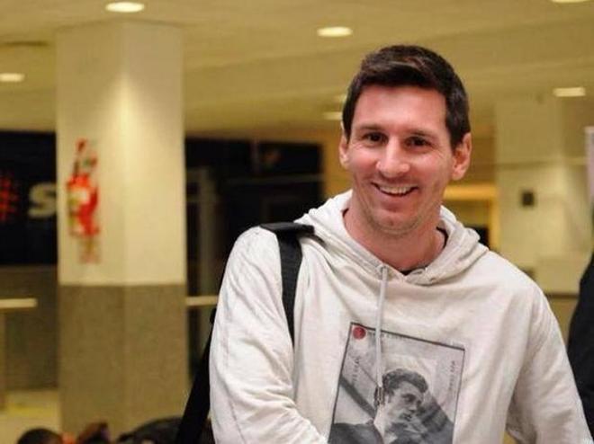 Messi, a su llegada a Rosario