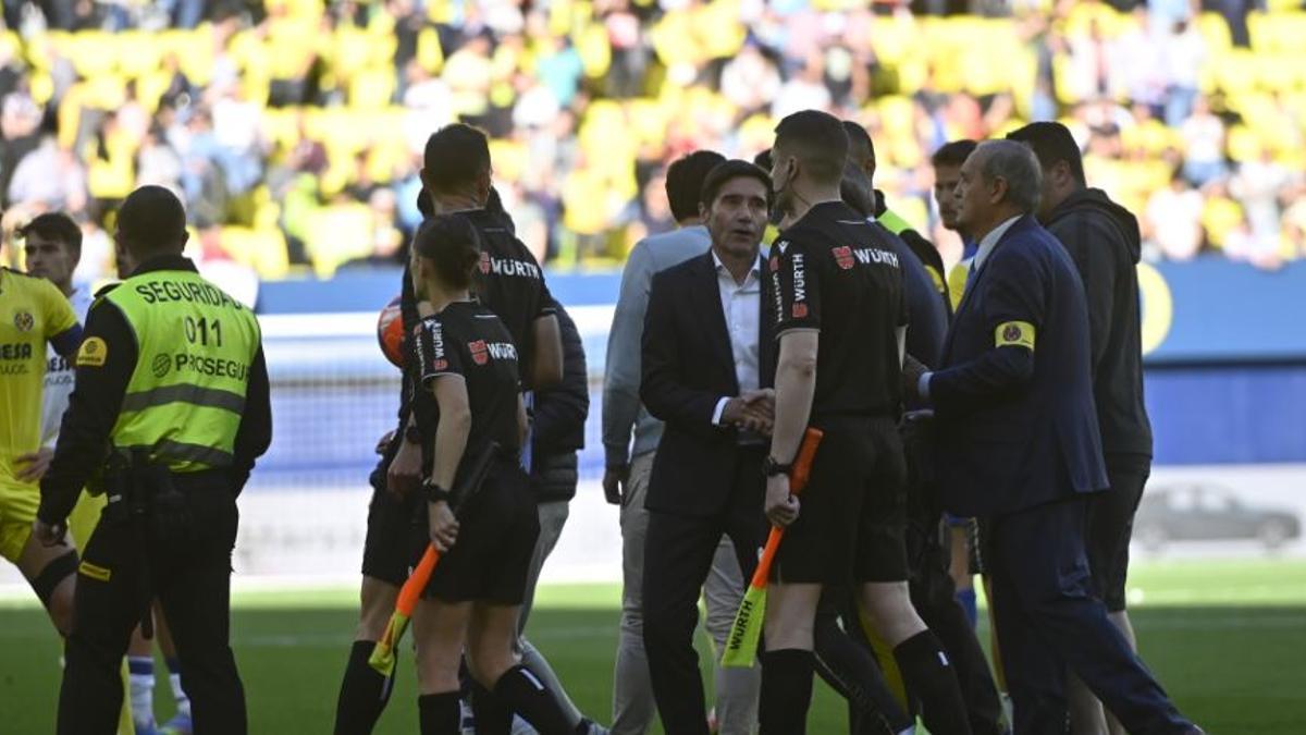 Marcelino, muy enfadado tras el partido.