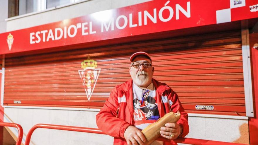 Más de un día haciendo cola para ver al Sporting: &quot;Pintoria&quot;, el hincha que hará doblete en Valladolid