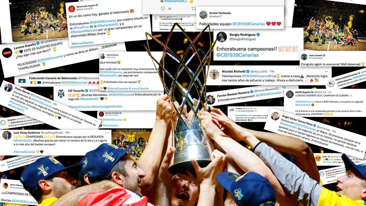 Los mensajes de felicitación inundan las redes sociales tras la victoria del CB Canarias