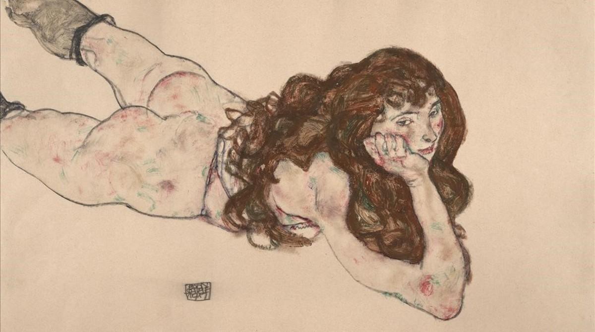 rmassague38624532 icult egon schiele nude on her stomach  1917 albertina  vien170526205630