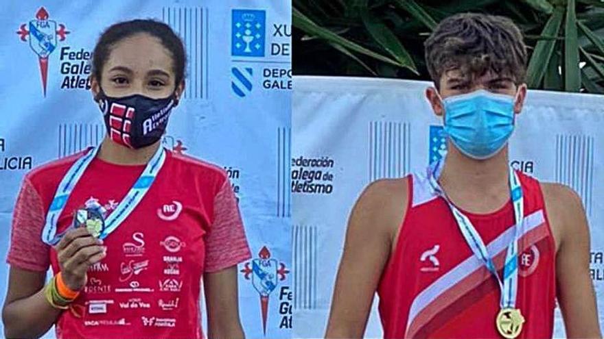 Al Bachere, Sergio Prieto, Carla Ron y Laura Carracedo, en los podios.
